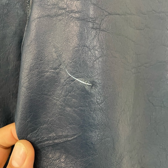 VINTAGE BLUE LEATHER TRENCH - Picture 7 of 7